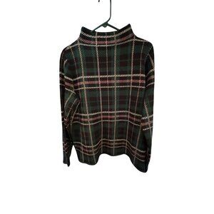 Ann Taylor Green Plaid Long Sleeve Turtleneck Womens Sweater L